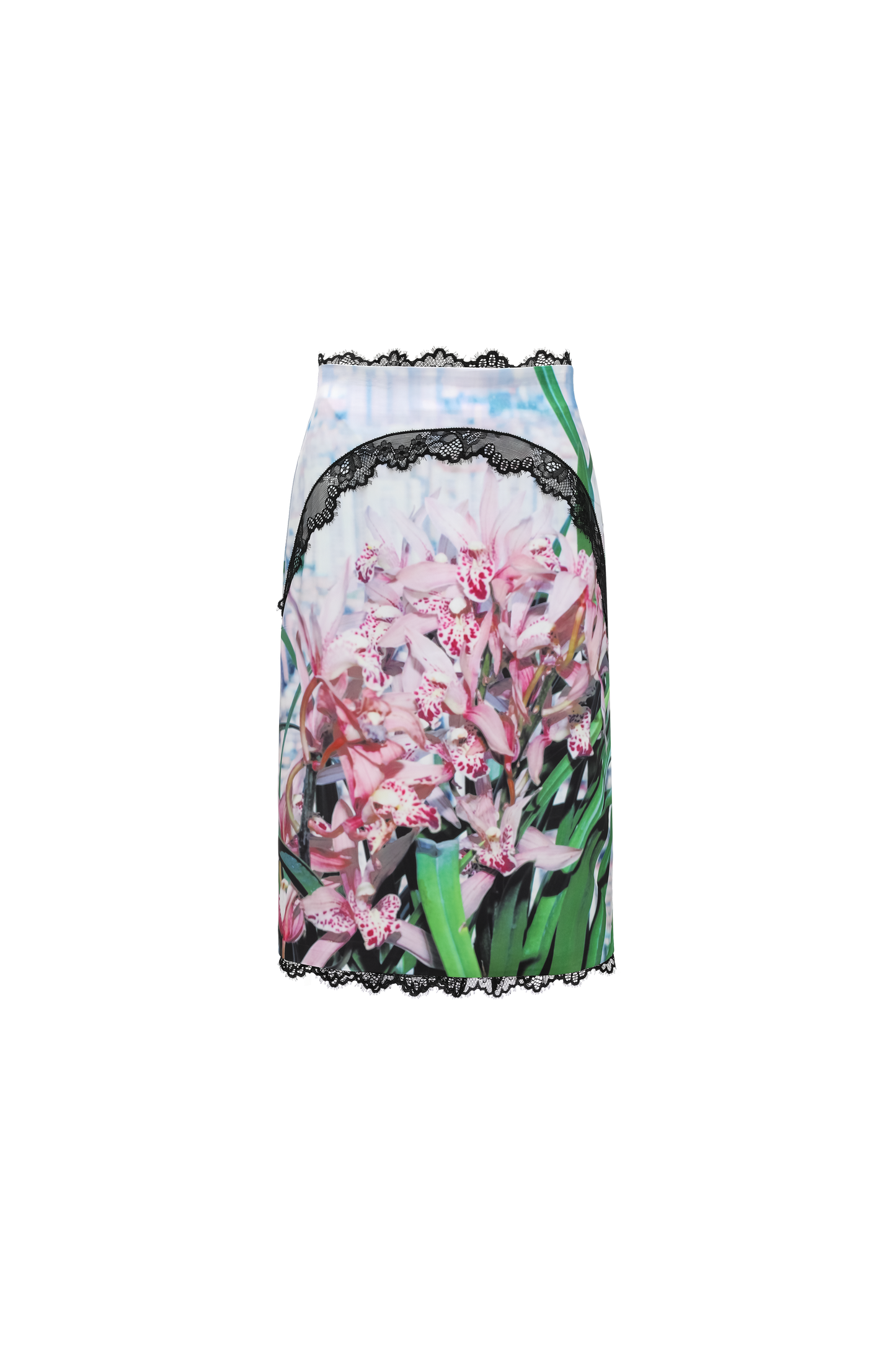 Orchid Print Lace Skirt
