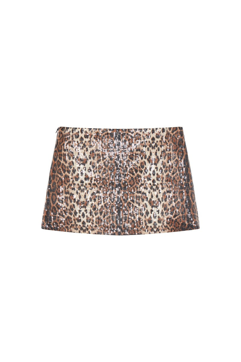 Sequin Leopard Print Skirt