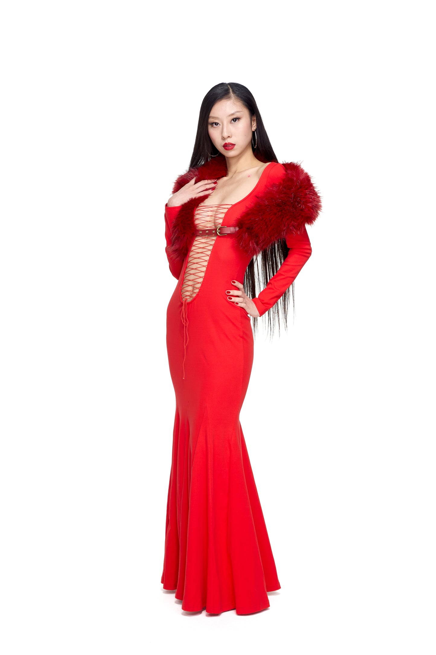 Red Fur Scarf