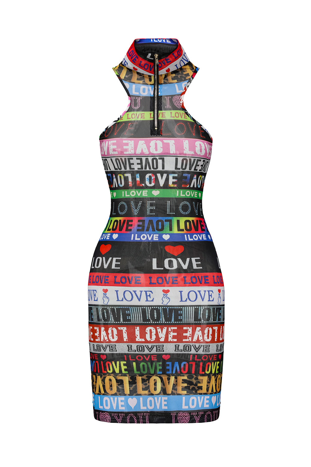 LOVE Webbing Print Mesh Dress