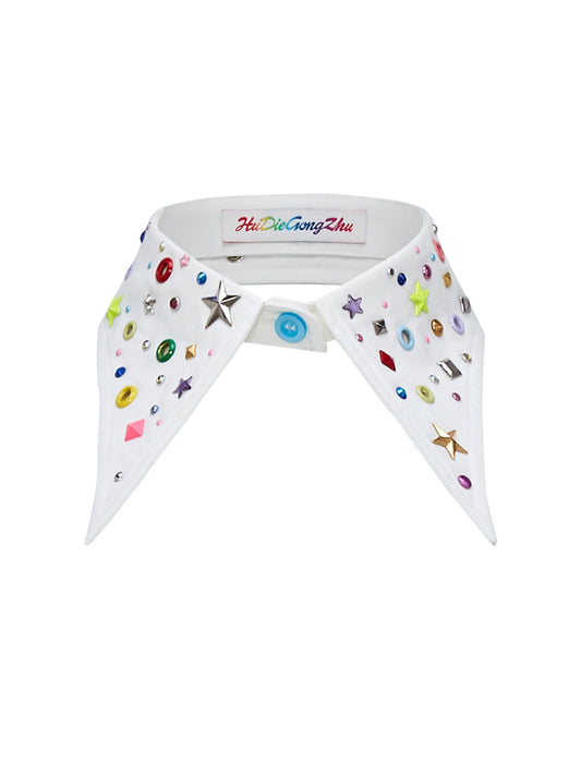 Rhinestone Eyelet Embellished Collar