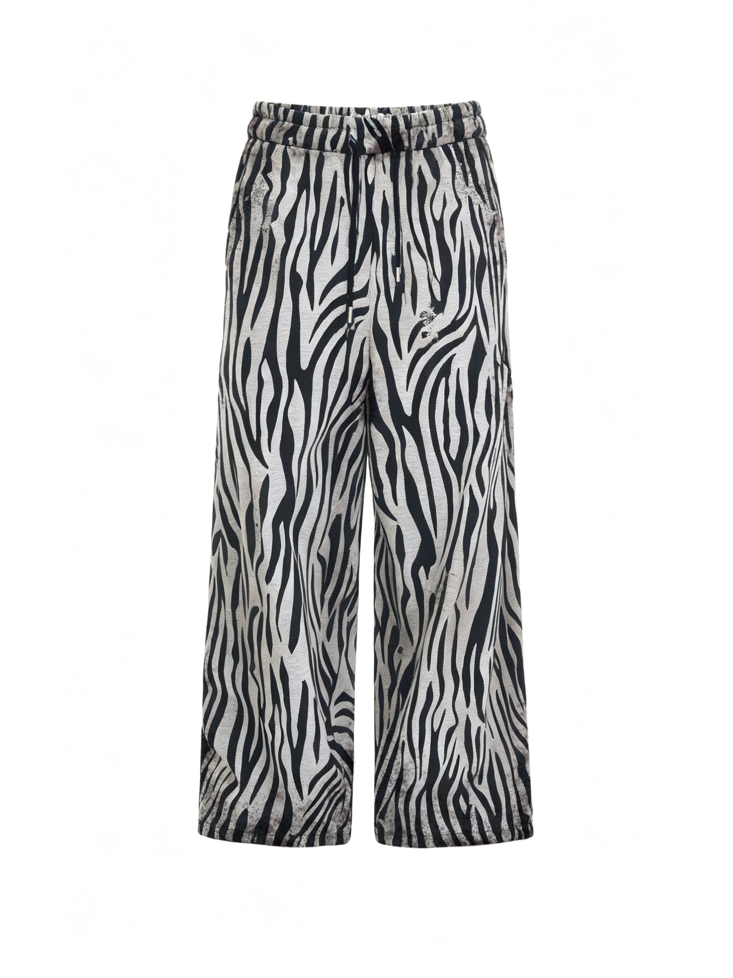Zebra Distressed Spray-Print Fleece Sweatpants