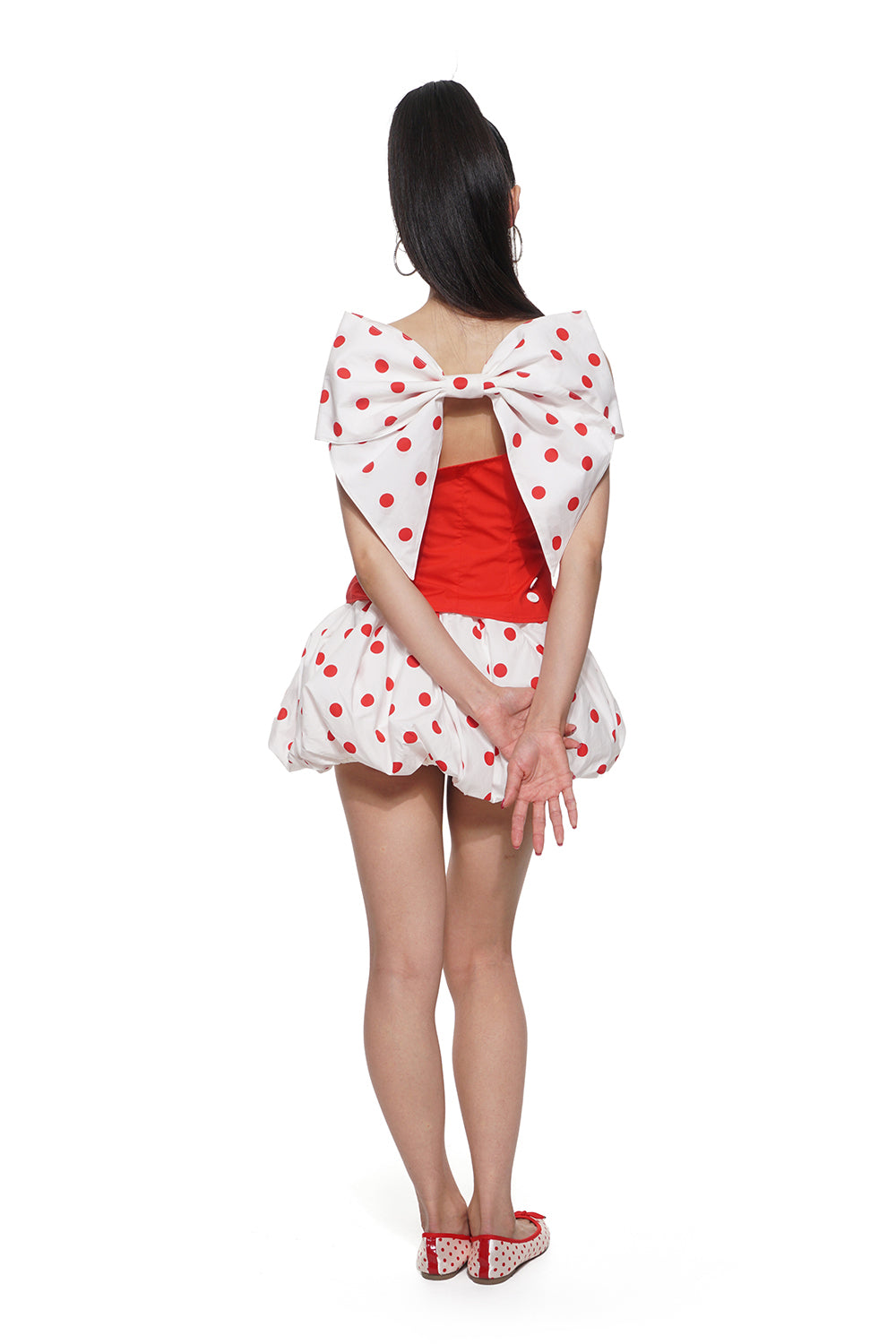 Red Polka Dot Bow Top & Puffball Mini Skirt