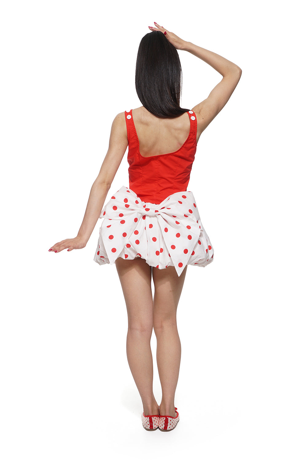 Red Polka Dot Bow Top & Puffball Mini Skirt