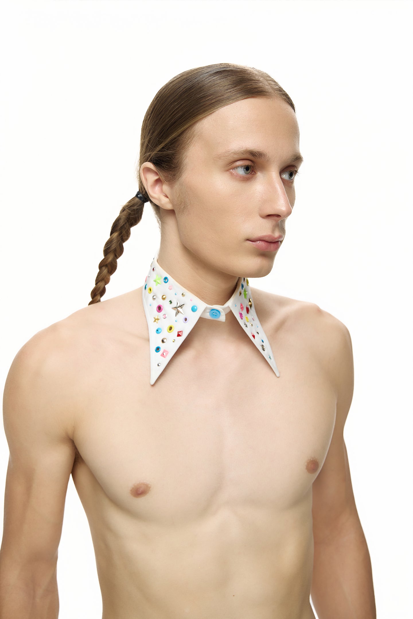 Rhinestone Eyelet Embellished Collar