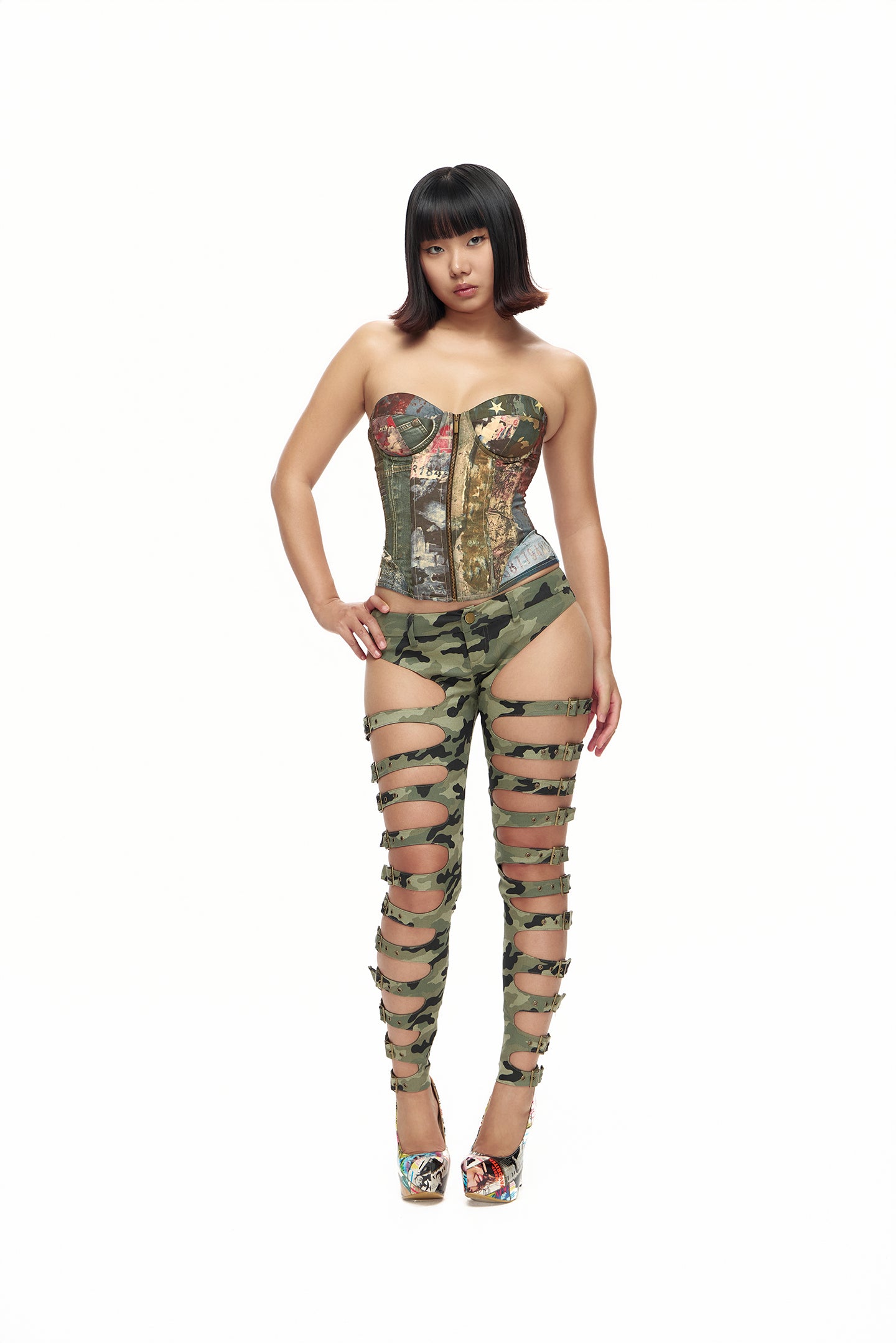Street Camo Lace-Up Corset