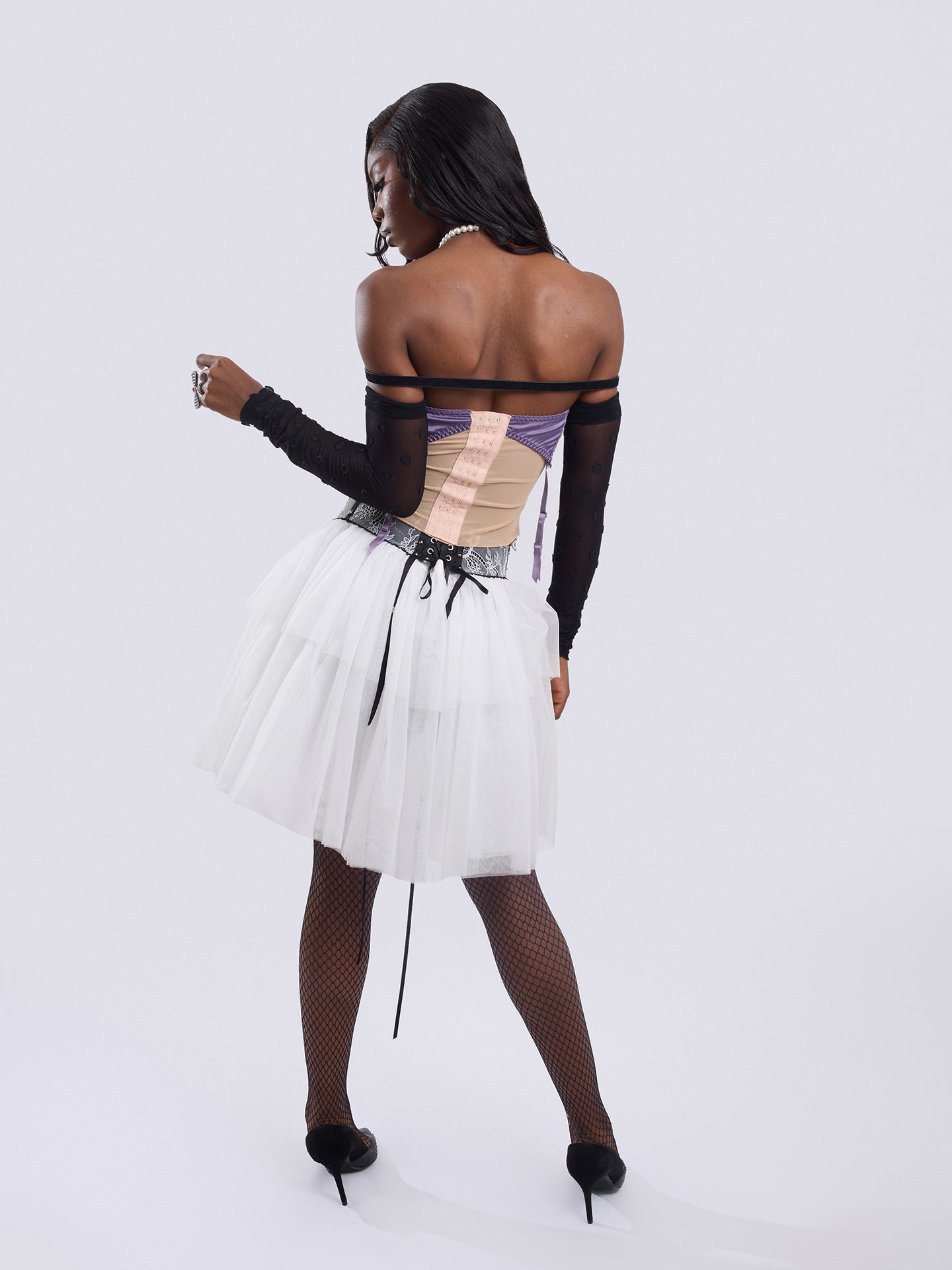 White Garter-Waist Puff Skirt