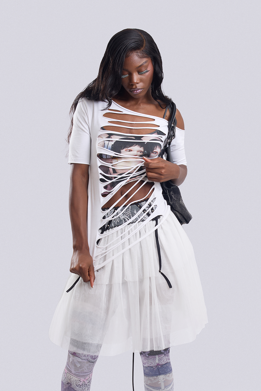 Cutout One-Shoulder Longline T Shirt