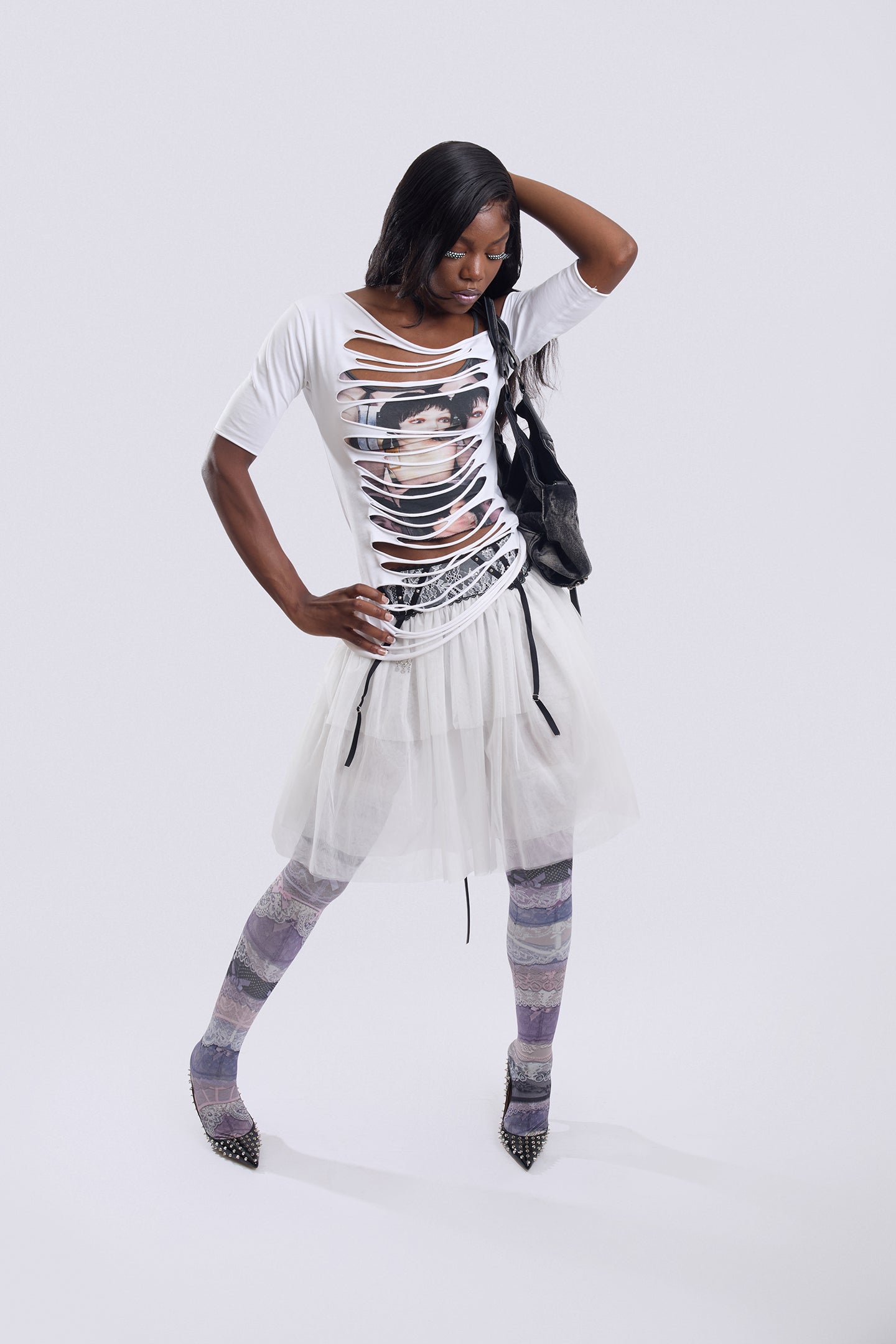 White Garter-Waist Puff Skirt