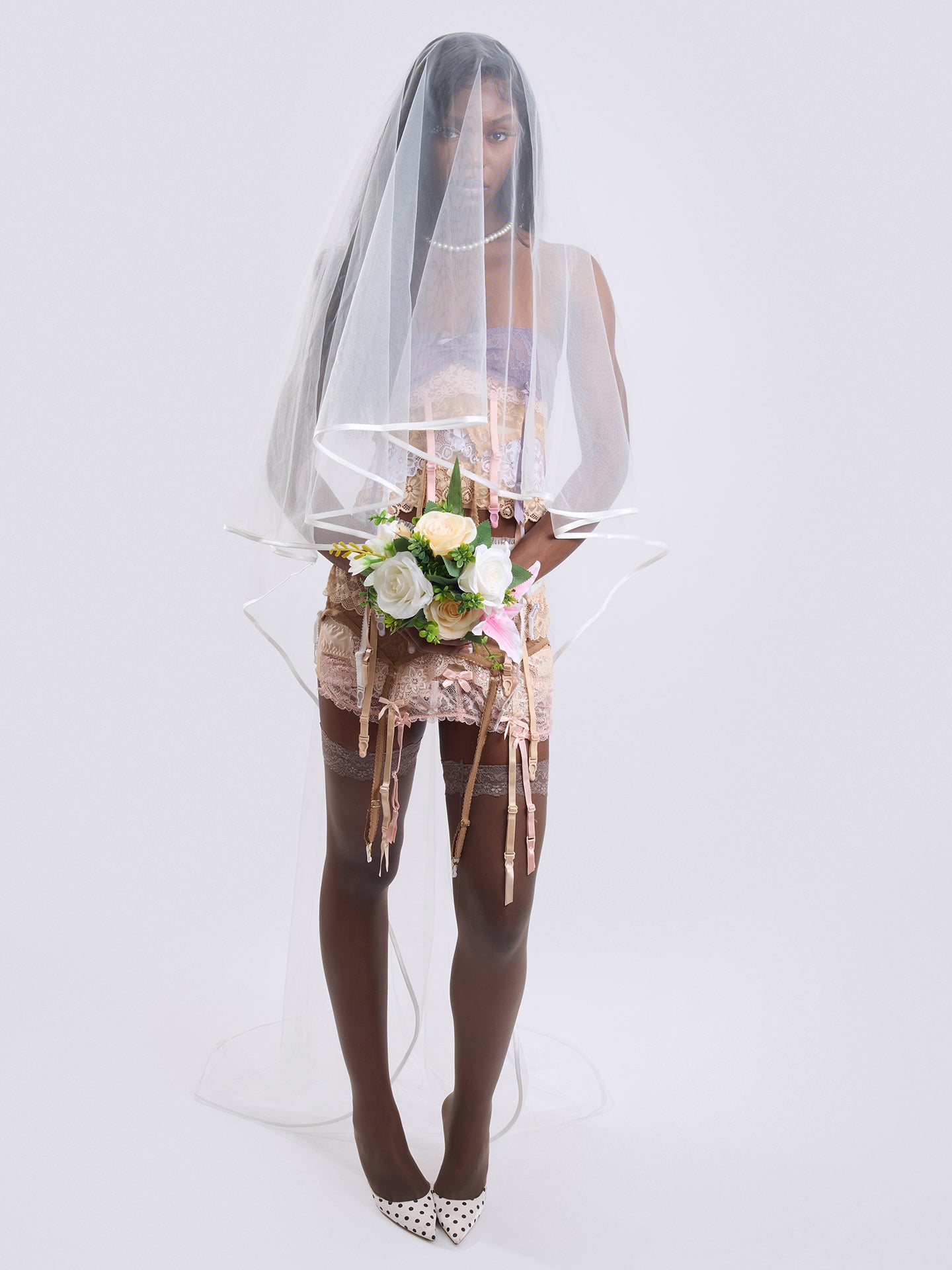 Layered Garter Mesh Set