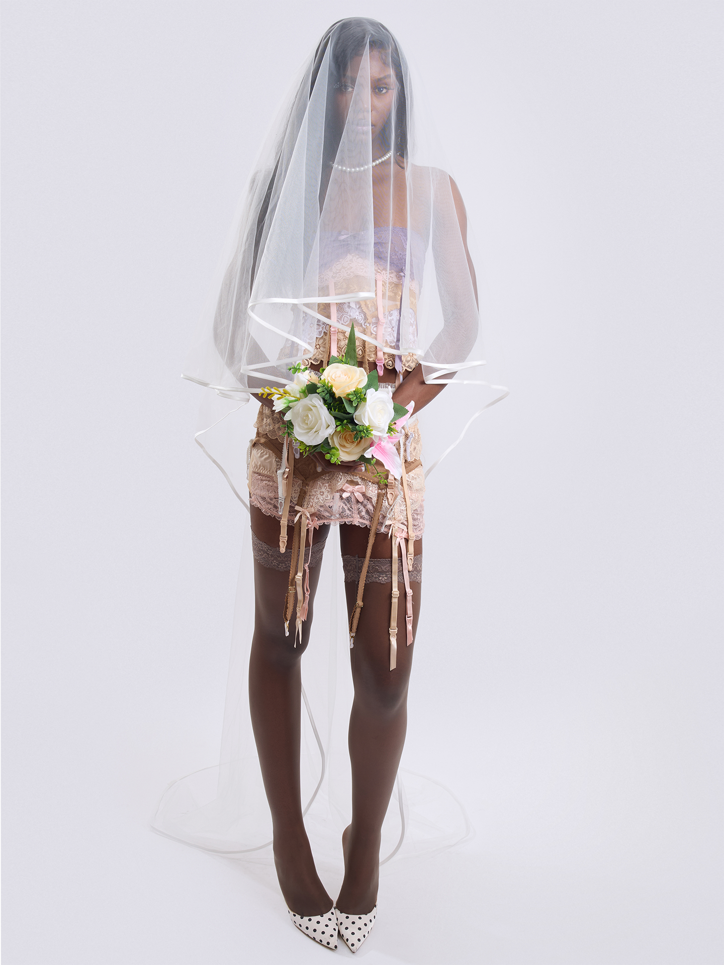 Layered Garter Mesh Set