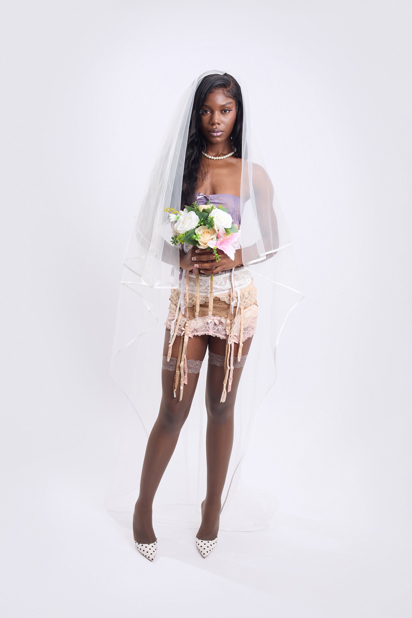 Layered Garter Mesh Set