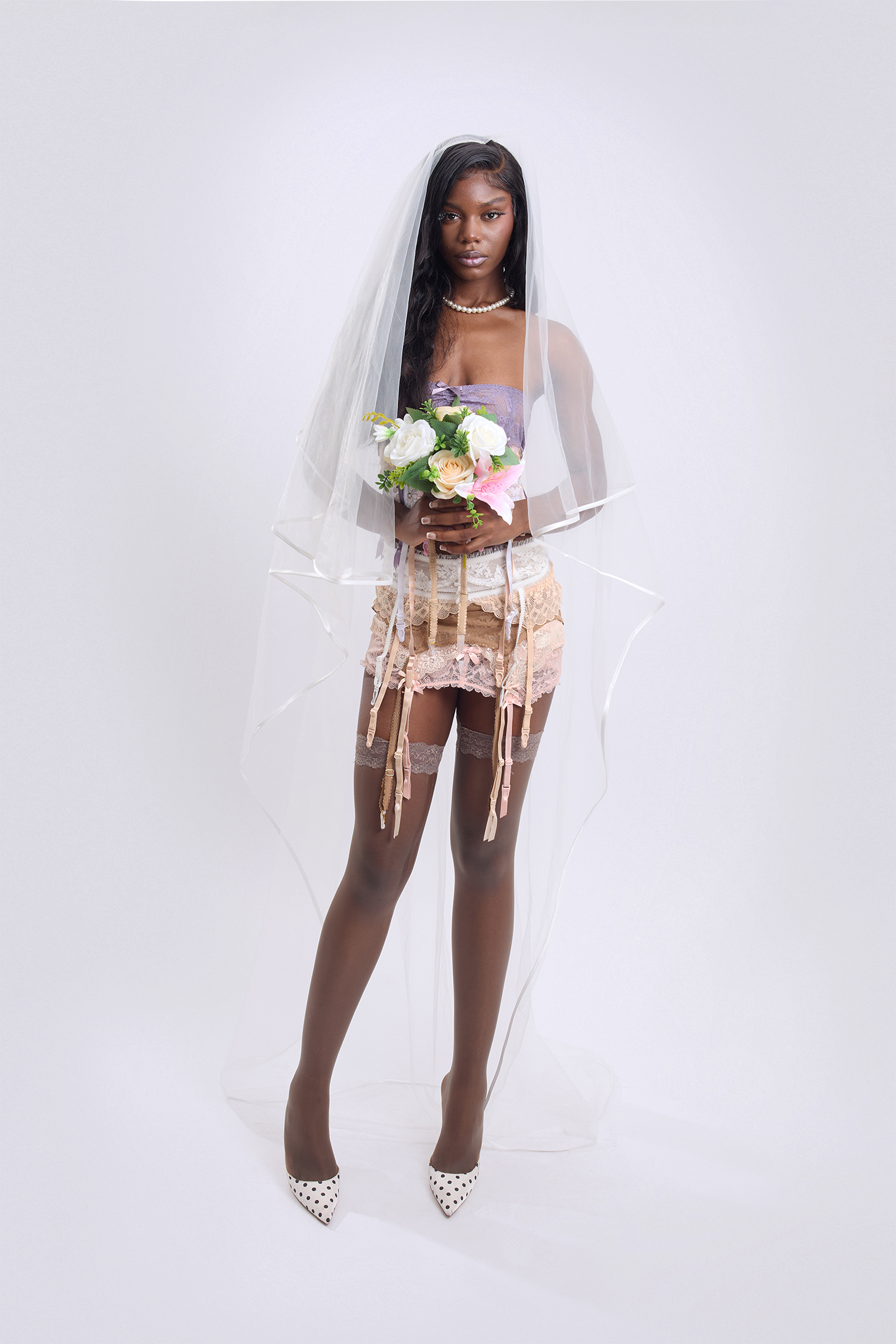 Layered Garter Mesh Set