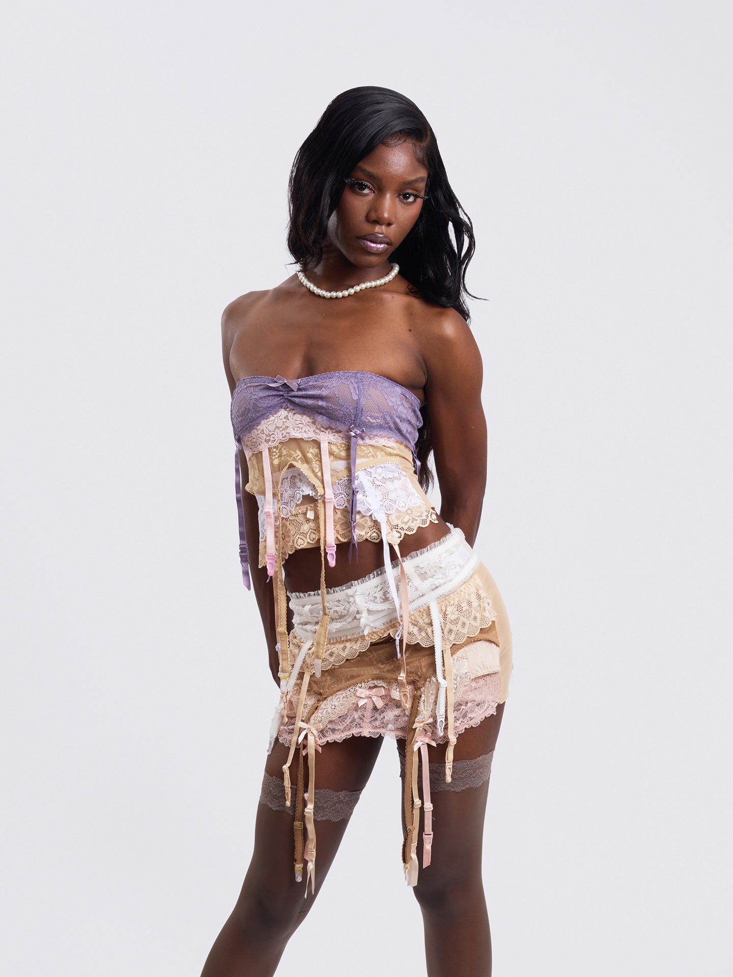 Layered Garter Mesh Set