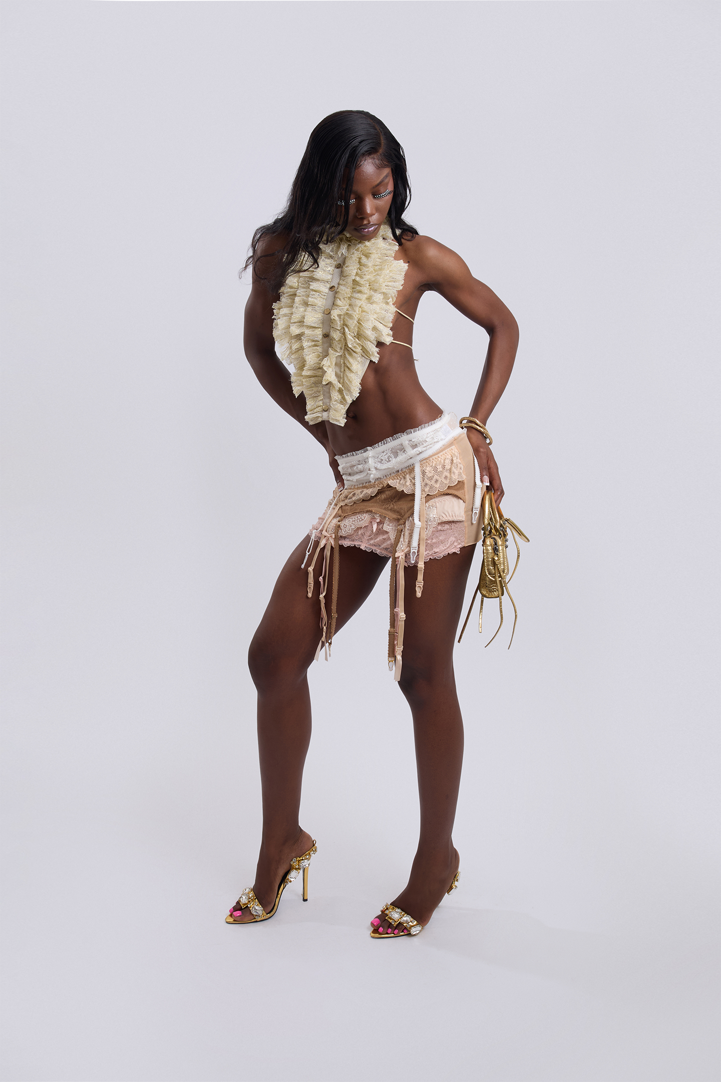 Layered Garter Mesh Set