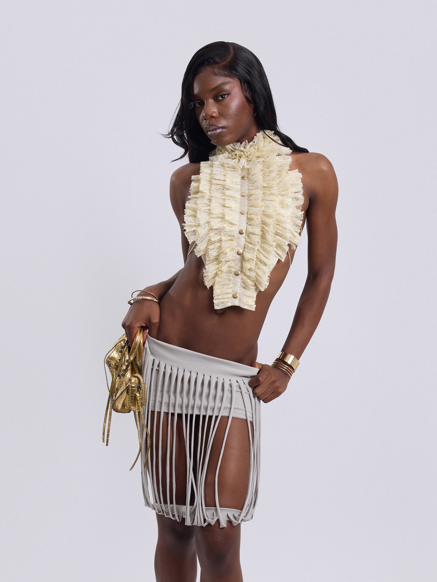 "Forbidden Zone" Multi-Way Fringe Mini Skirt